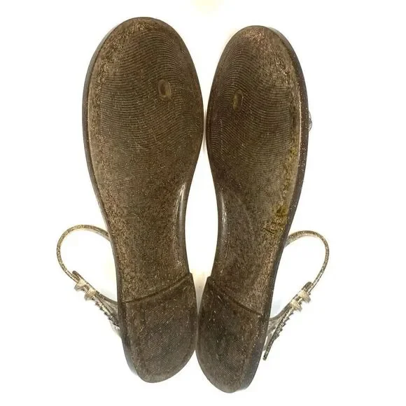 Chanel Camellia Flower Gold Jelly Interlocking CC Sandal EU 41 US 10-10.5 Flats - Picture 8 of 10